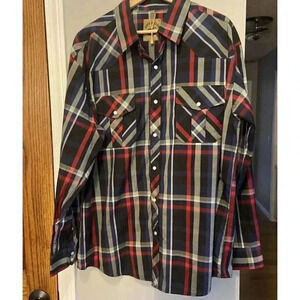 Coevals Club Plaid Long Sleeve Pearl Snap Western Style Shirt Men's Size XL‎